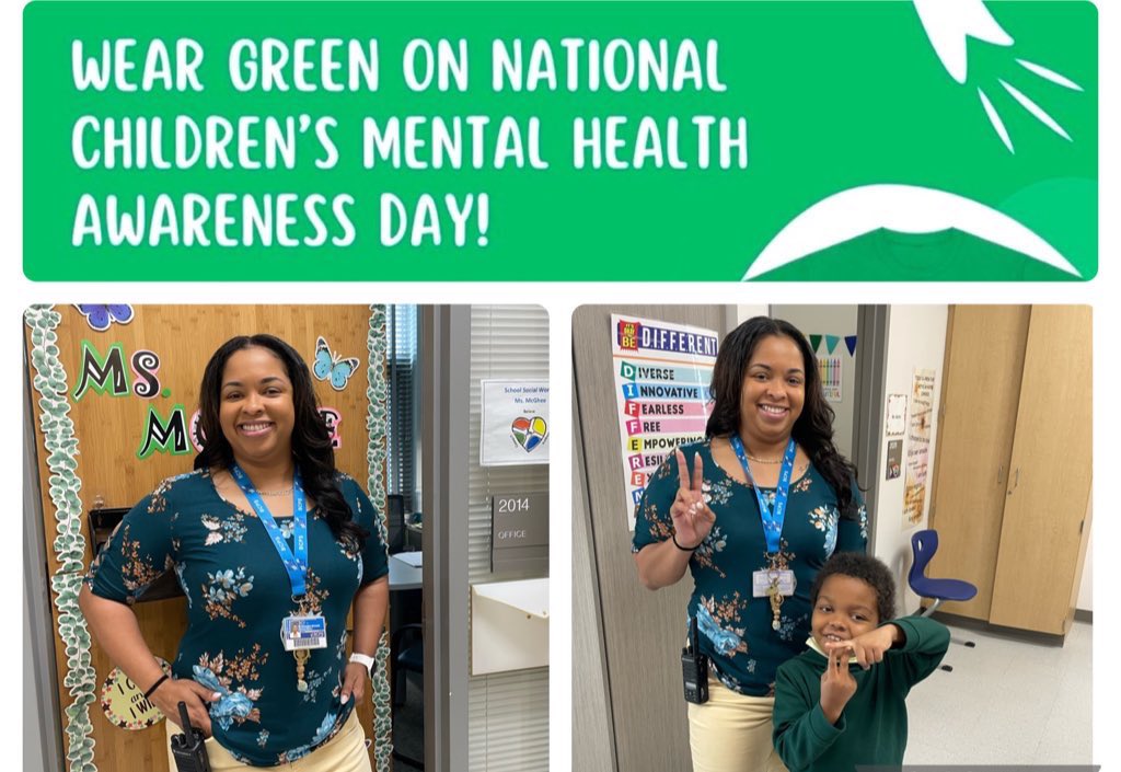 BCPS_SSW's tweet image. Ms. McGhee spotted in green with one of her scholars on Nat’l Children&apos;s Mental Health Awareness Day!💚
#ChildrensMentalHealthMatters #spreadingawareness #bcpsschoolsocialwork
@MentalHealth_CB @ColgateES @BCPSOSSS