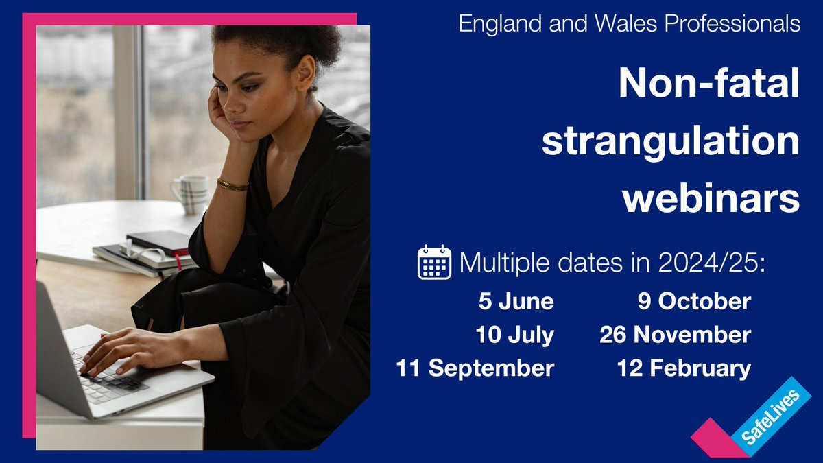 Non-fatal strangulation (NFS) is an insidious form of domestic abuse which recently became a standalone criminal offence. Our series of webinars helps professionals identify and support survivors of NFS. Sign up here -
 ow.ly/LSE750RA8Um