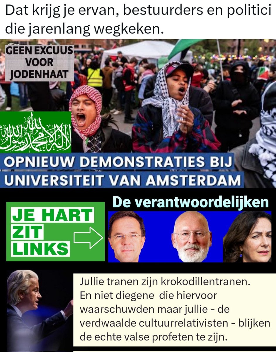 #Rutte keurt het straatterreur-festival, ook wel #uvaprotest genoemd af. Krokodillentranen! Hij heeft grote delen van dit 'spul' naar hartelust binnengehaald. Hij is verantwoordelijk! Samen met de mislukte überlinkse politieke elite.