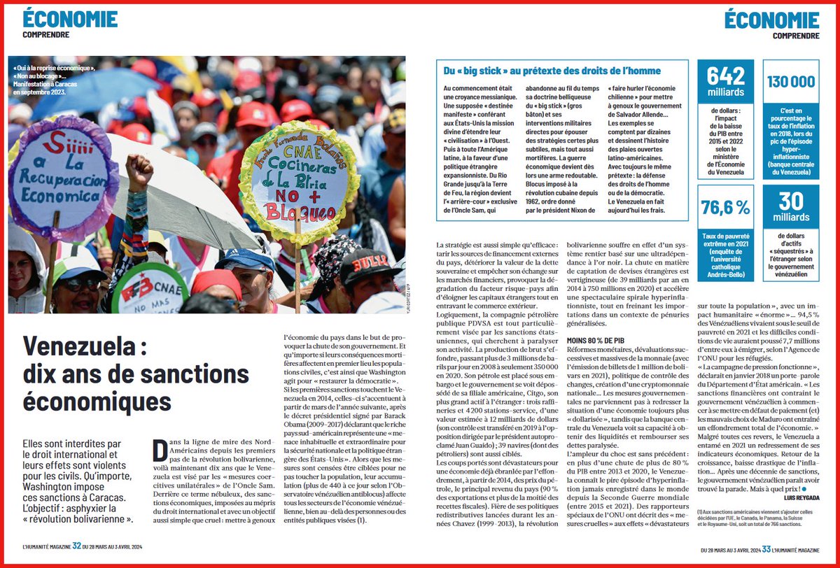 🇺🇸🇻🇪L'USAID annonce 578M$ d'aide humanitaire ; le Venezuela estime l'impact de la guerre économique qu'il subit à 640 MD$ (@humanite_fr Magazine 28/03)🗞️humanite.fr/monde/etats-un… ➕'Le congrès US reconnaît l’impact des sanctions sur la situation économique'🗞️humanite.fr/monde/etats-un…