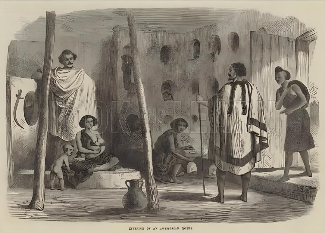 Interior of an #Abyssinian - #Tigrayan Household. Illustration for The #Illustrated London News, 15 February 1868. #tigray 

ውሽጣዊ ክፍሊ ሓደ ኣቢሲንያዊ - ትግራዋይ ህድሞ ገዛ።  ስእሊ ንዘ ኢልስትሬትድ ለንደን ኒውስ፡ 15 ለካቲት 1868።