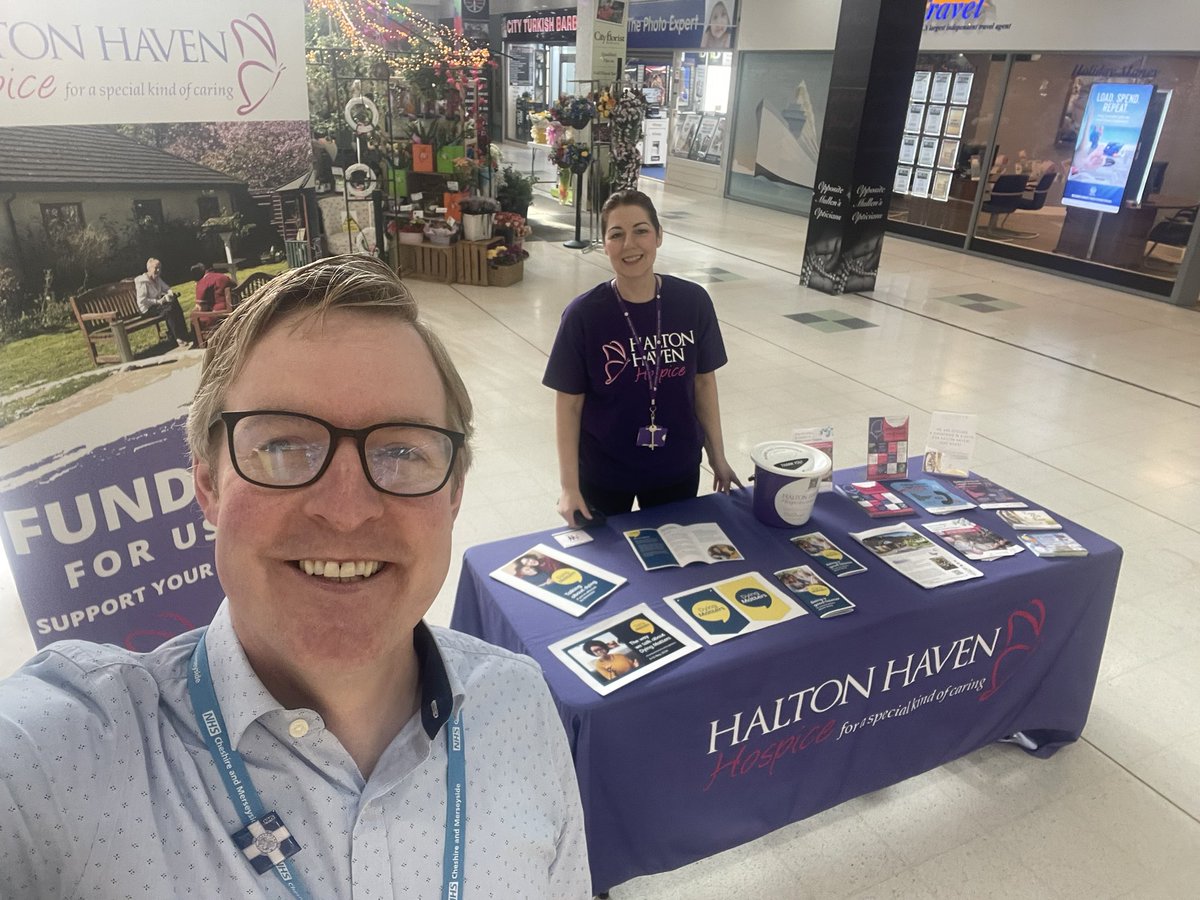 Proud to be part of Halton’s Dying Matters Week activities today with the awesome Karen from @haltonhaven. It’s often not an easy thing to do, but it’s important to talk to friends & family about death & dying. Let them know what’s important to you. #TheWayWeTalkAboutDyingMatters