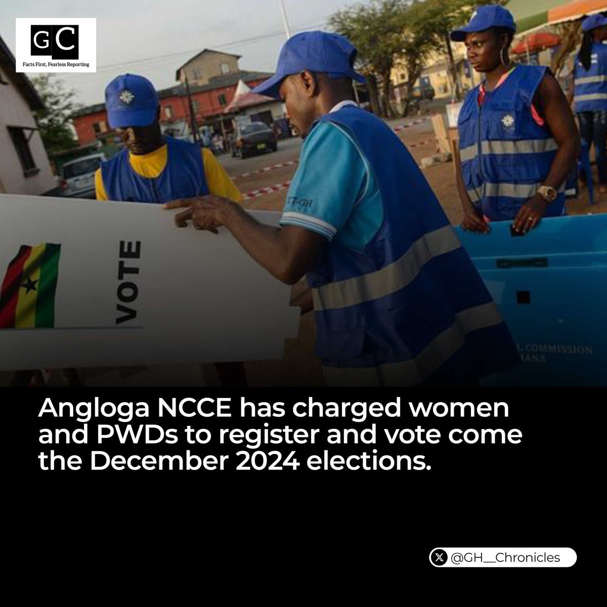 ❇️ Angloga NCCE urges women and PWDs to take advantage of the voter registration exercise by the EC