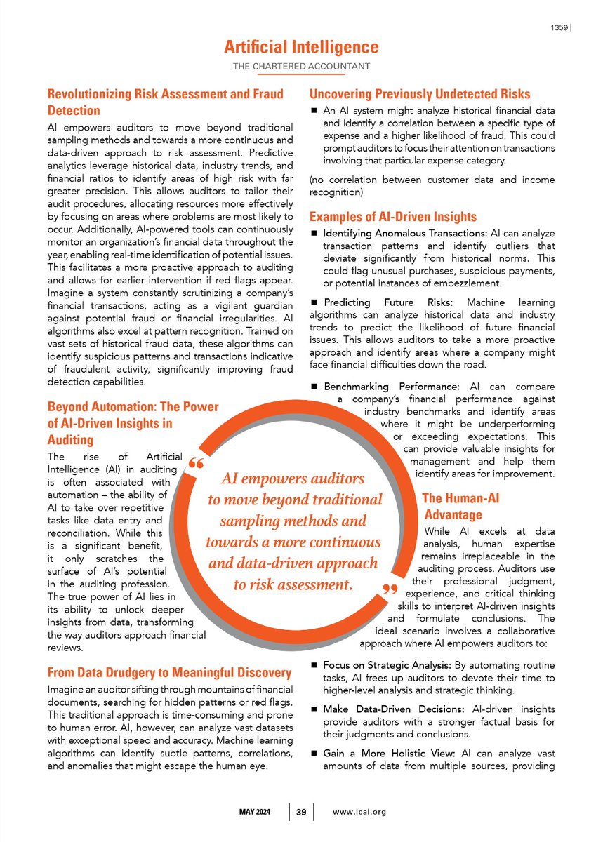 AIinICAI's tweet photo. Explore "The Rise of the Machines: How AI Revolutionizes Auditing" in The Chartered Accountant. Discover how AI enhances auditing with insights from CA. Peeyush Sharma!(1/2)
Read here: https://t.co/QKQGpx3KNc
#AIinAuditing #CharteredAccountants #AIinICAI https://t.co/D74O2alHEz