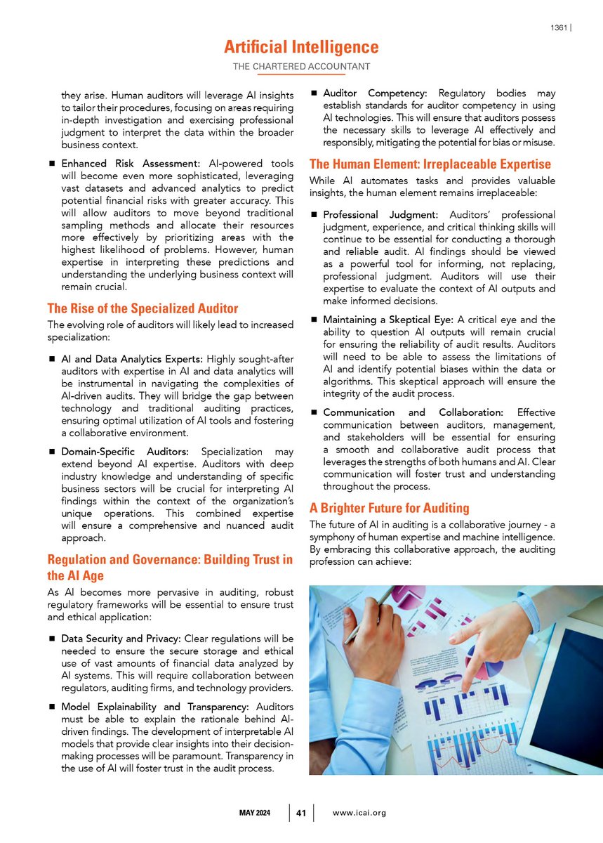 AIinICAI's tweet photo. Explore "The Rise of the Machines: How AI Revolutionizes Auditing" in The Chartered Accountant. Discover how AI enhances auditing with insights from CA. Peeyush Sharma!(1/2)
Read here: https://t.co/QKQGpx3KNc
#AIinAuditing #CharteredAccountants #AIinICAI https://t.co/D74O2alHEz