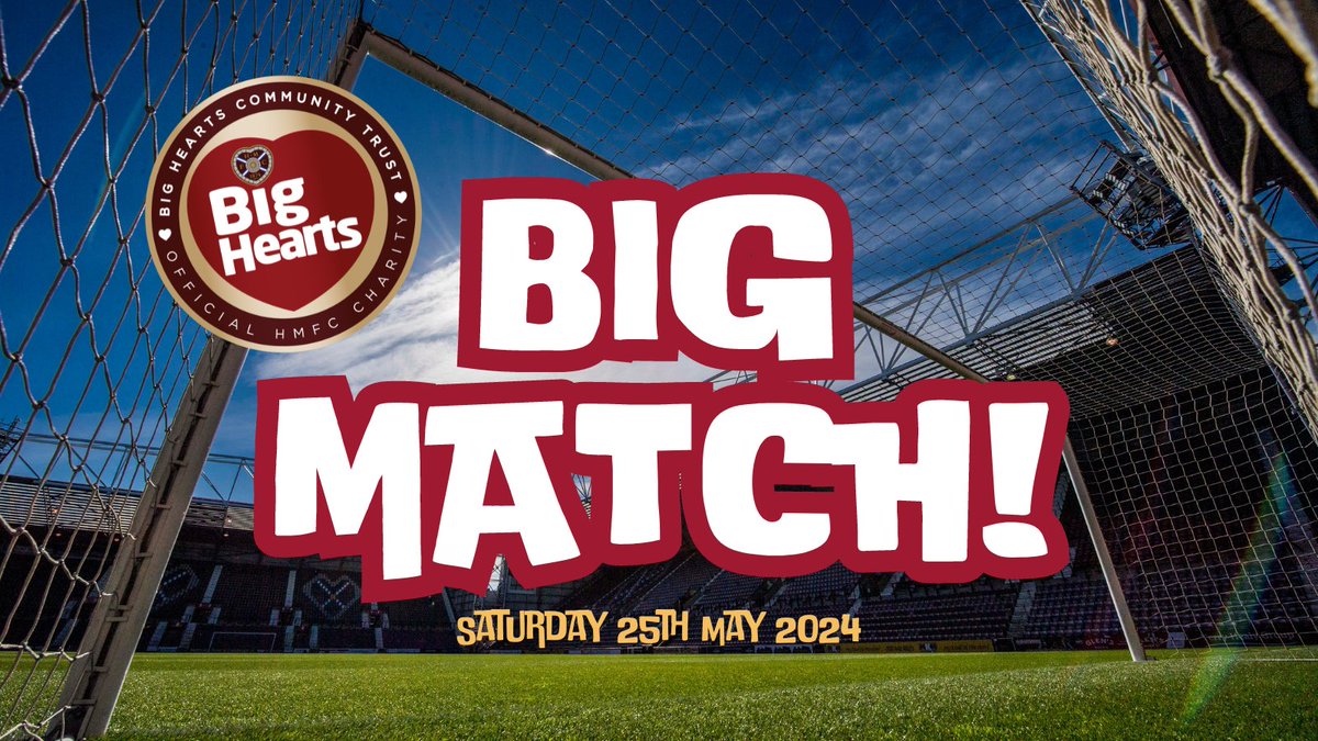 ⚽️ BIG HEARTS BIG MATCH | Your chance to play on the hallowed @JamTarts turf at Tynecastle Park on Sat. 25th May, with KO at 4pm & 7:30pm. Book your place at ow.ly/vxeR50RAcji 🇱🇻👋 Play on the legendary pitch, support a great cause, and connect with fellow supporters!