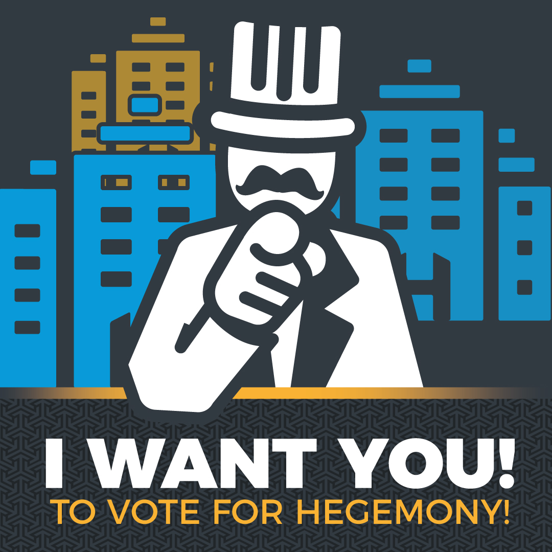 🗳️ Voting for the 18th Annual Golden Geek Awards is still open for a few more days. 🔊 Hegemony is nominated in the categories: Innovative, Thematic, and Heavy! boardgamegeek.com/geekawards/boa… It's an honor to be recognized among such esteemed titles. #GoldenGeekAwards #Hegemony