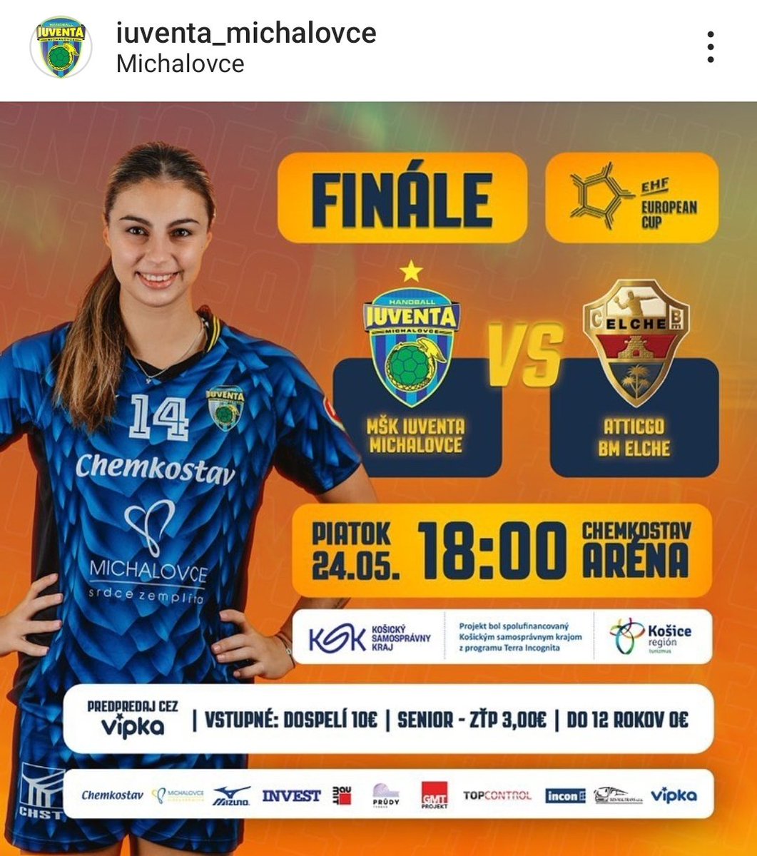 #EHFEuropeanCup
🇸🇰 El Iuventa Michalovce ha puesto esta mañana, a la venta, las entradas del partido de vuelta de la final contra el #Atticgo @cbm_elche.