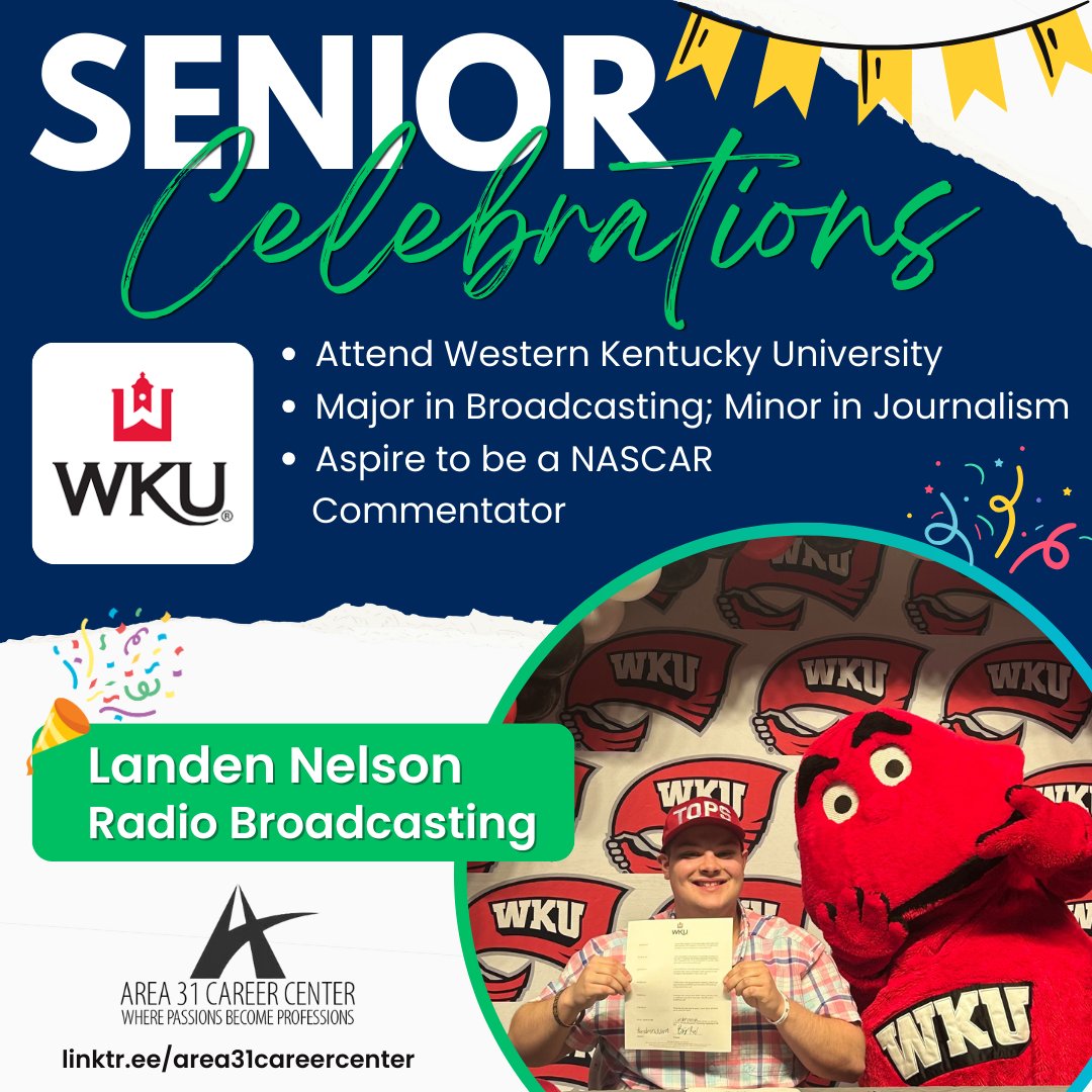 If you listen to @WBDGIndy, you are sure to have heard Landen on the air! In the fall, he will be attending @wku to major in broadcasting. We can't wait to see where his future leads. @MSDDecatur #CareerTechEd #CTEWorks