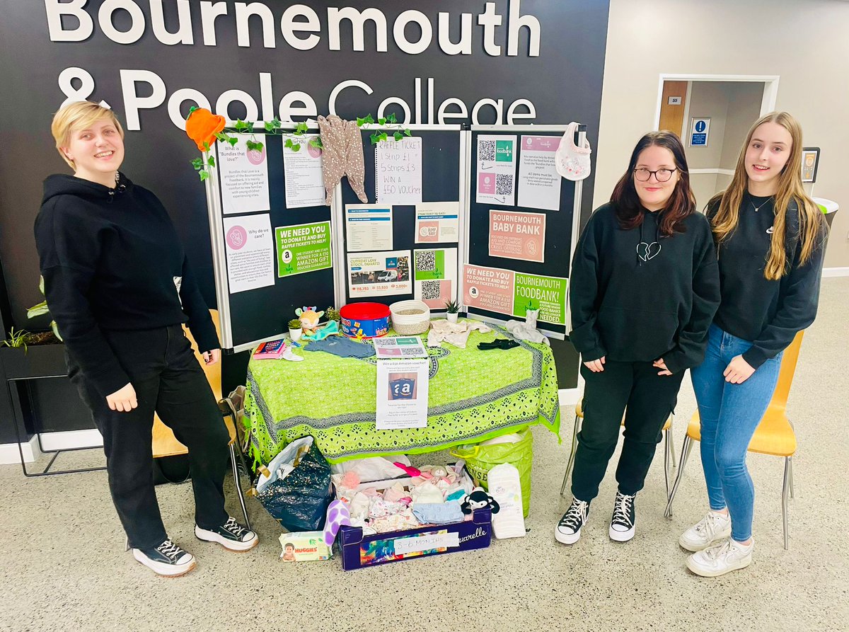 Cheers to Bournemouth & Poole College Students! Thank you to the childcare students supporting @bundlesthatlove and local families! They hosted a raffle and sharing our Amazon wishlist for baby items. They will be all week at the Bournemouth and Poole College fundraising for