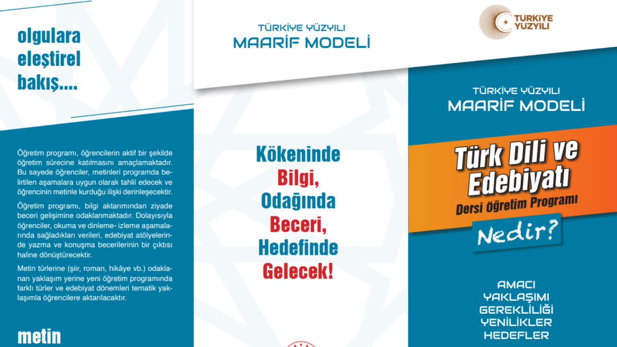 Türkiye Yüzyılı Maarif Modeli 'Türk Dili ve Edebiyatı' dersi öğretim programı taslağı yayınlandı. @tcmeb @meb_ogm Bağlantı linki 👉meb.ai/UXSSAoZ