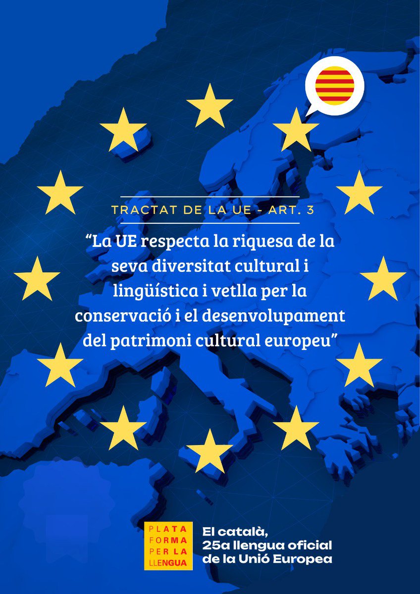 Avui, #DiadEuropa, reclamem al Consell de la UE @EUCouncil que sigui coherent amb els principis europeus i accepti l'oficialitat del català a la UE! #SayYes