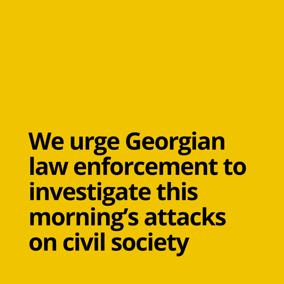 Human Rights House Foundation (@hrhfoundation) on Twitter photo 🇬🇪Threats and harassment of human rights defenders have no place in a democratic society.
We urge Georgian law enforcement to investigate this morning’s attack on <a href="/HRHTbilisi/">HRH Tbilisi</a> and other civil society organisations and bring those responsible to justice. 🇬🇪Threats and harassment of human rights defenders have no place in a democratic society.
We urge Georgian law enforcement to investigate this morning’s attack on <a href="/HRHTbilisi/">HRH Tbilisi</a> and other civil society organisations and bring those responsible to justice.