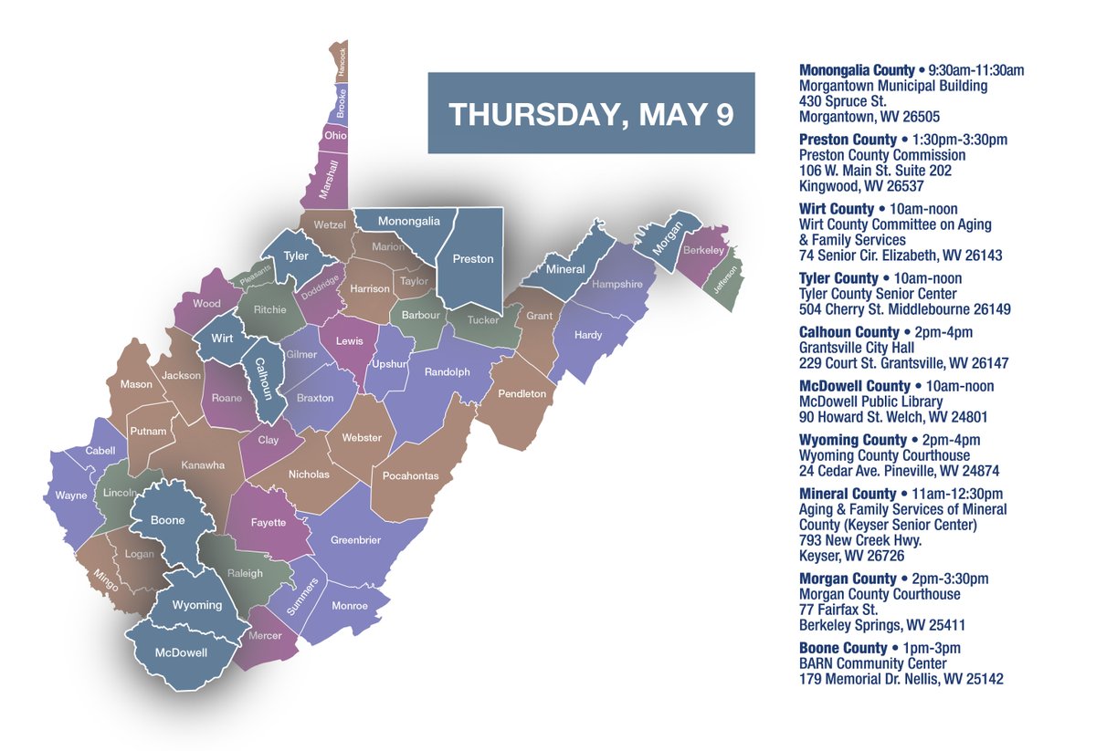 COMMONSENSE CONNECTIONS: Today and throughout the week, members of my staff are across West Virginia hosting mobile office hours. If you need assistance with a state or federal agency, I encourage you to visit an event near you. Full schedule: sen.gov/1PP8