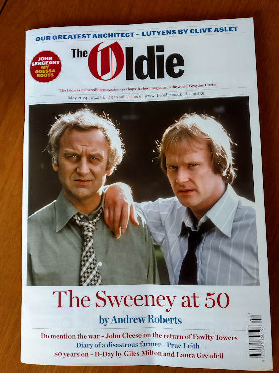 Look what arrived in the post this morning! I was so excited to see #JohnThaw and #DennisWaterman on the cover of the May issue of @OldieMagazine !! #TheSweeney at 50! (Wow!!!) @sweeney_archive