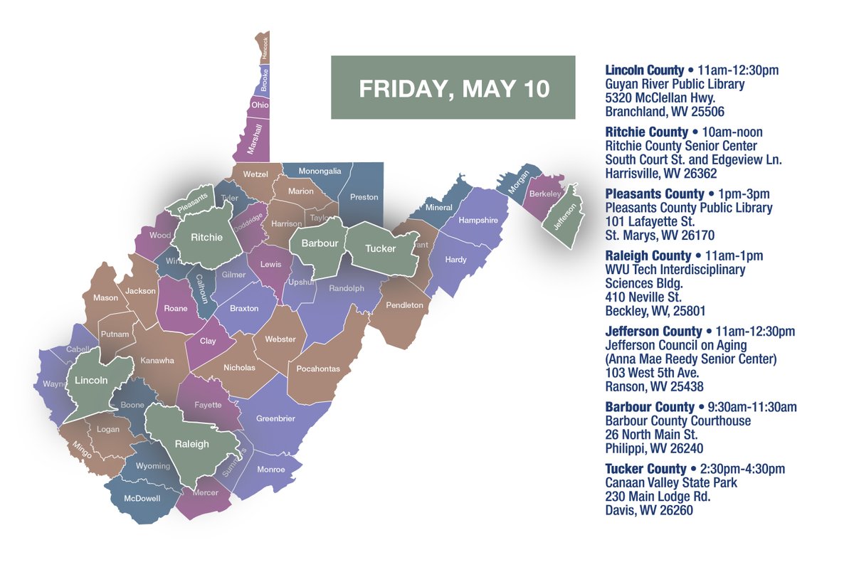 COMMONSENSE CONNECTIONS: Today and throughout the week, members of my staff are across West Virginia hosting mobile office hours. If you need assistance with a state or federal agency, I encourage you to visit an event near you. Full schedule: sen.gov/1PP8