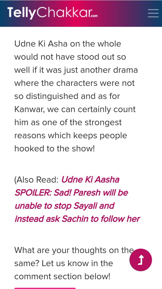 Totally agree with you @tellychakkar 
Thanks for this article!
Indeed #KanwarDhillon as #SachinDeshmukh is the highlight of the show ❤️
In addition, the show has been blessed with amazing actors who are doing their job brilliantly!
#UdneKiAasha @StarPlus @rkt_tewary