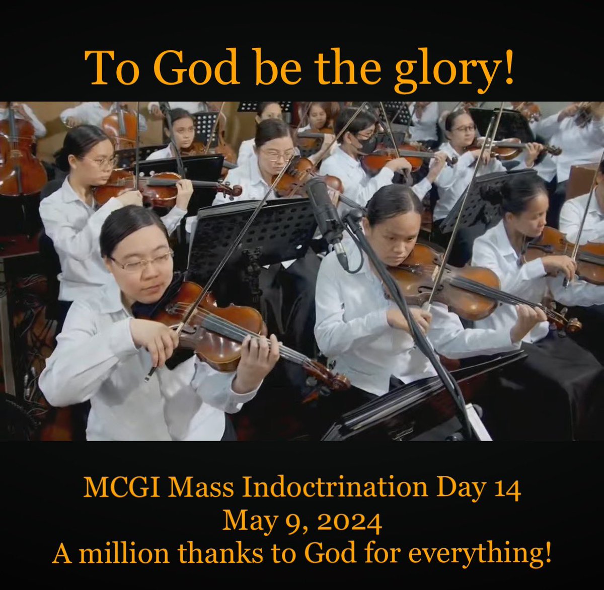 Welcome to the 
MCGI Mass Indoctrination Day 14
May 9, 2024

True Baptism
#PureDoctrinesOfChrist 
#GlobalPrayerForHumanity