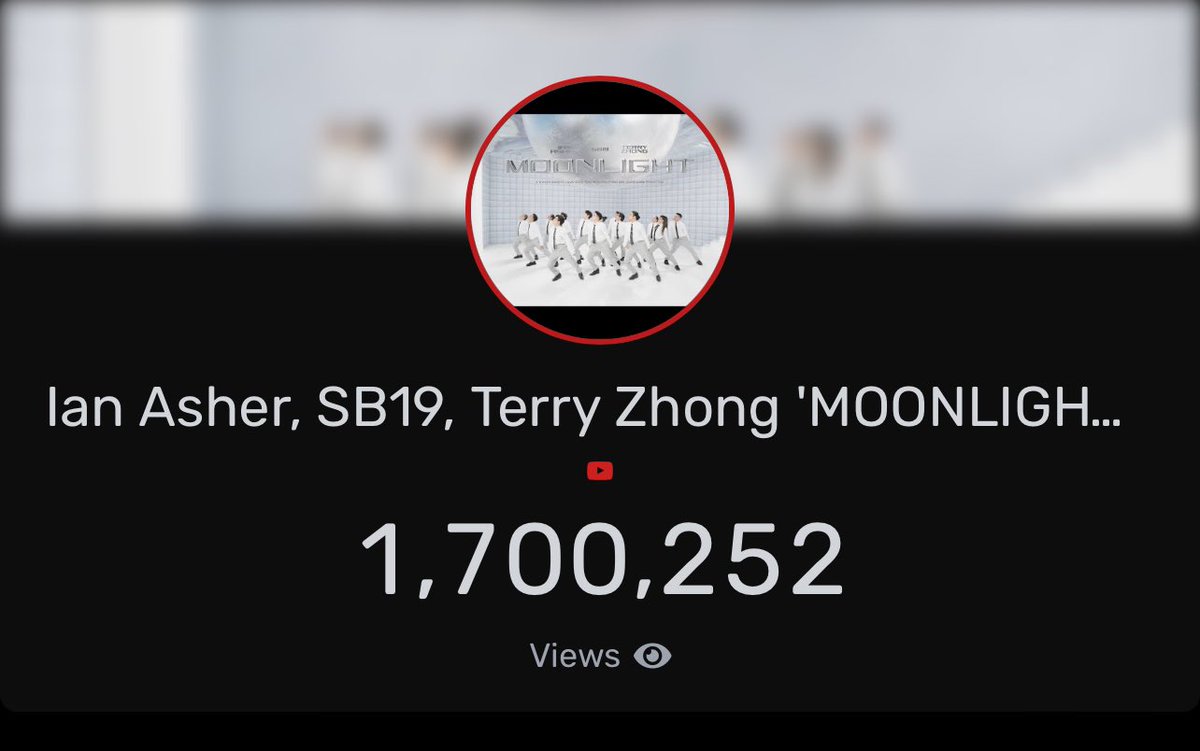 SB19 YouTube Updates

🔐  1,700,252 views

Moonlight by Ian Asher, SB19 & Terry Zhong has now surpassed 1.7M views on YouTube.

THE A'TIN OF SB19
@SB19Official #SB19 
#MOONLIGHTDancePractice