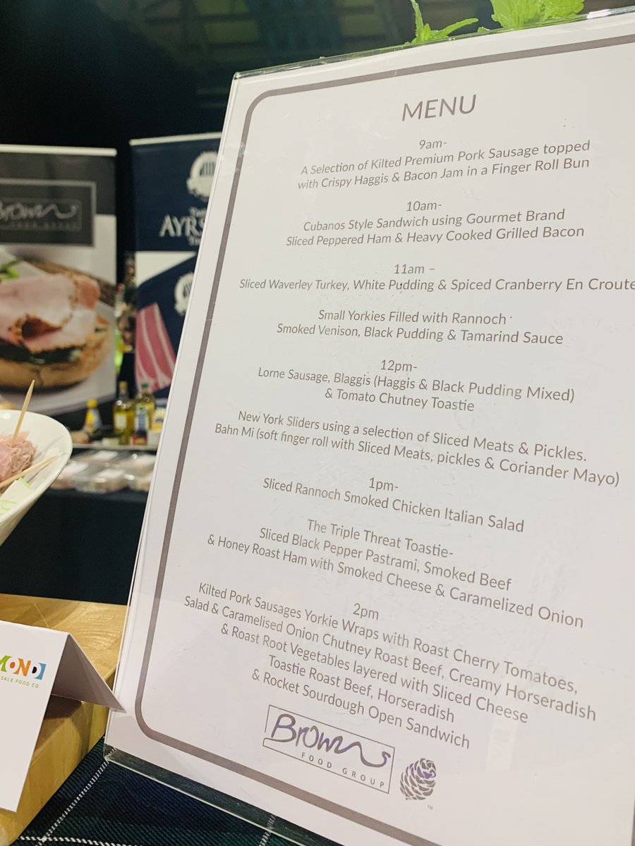 Browns Food Group (@brownsfoodgroup) on Twitter photo The team are attending the annual Taste <a href="/LomondWholesale/">LomondWholesale</a> show in Hall 2 at the <a href="/SECGlasgow/">Scottish Event Campus</a>
Check out our menu times and drop by to for a chat with our chefs Bob Beattie & Chris Stewart and the team!
#scottishfood #scottishbusiness The team are attending the annual Taste <a href="/LomondWholesale/">LomondWholesale</a> show in Hall 2 at the <a href="/SECGlasgow/">Scottish Event Campus</a>
Check out our menu times and drop by to for a chat with our chefs Bob Beattie & Chris Stewart and the team!
#scottishfood #scottishbusiness