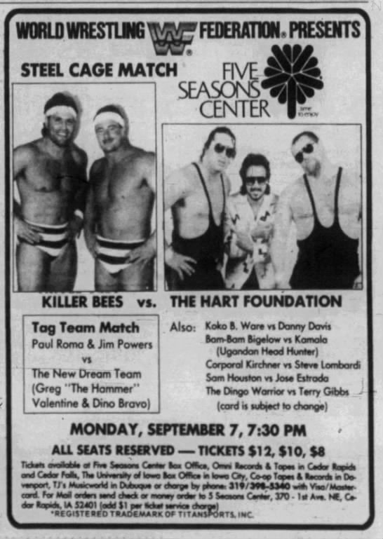 My first of many live wrestling events. September 7 1989. I was 15 the time. #oldschool #prowrestling #hartfoundation #cedarrapids #iowa