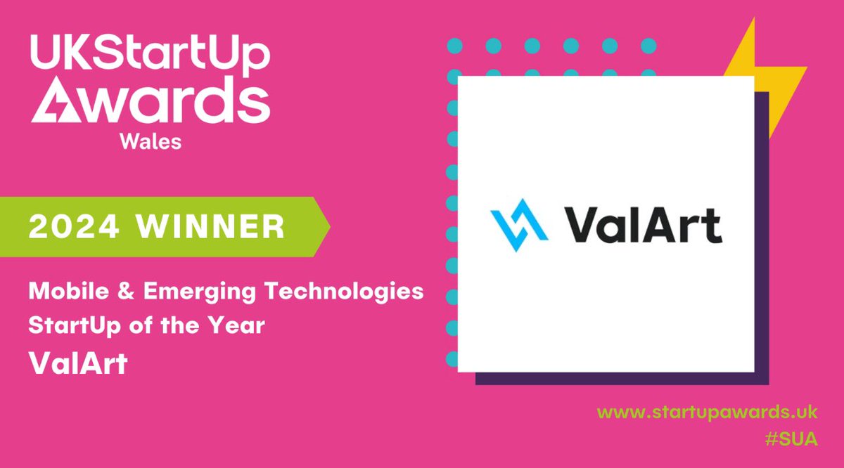 Thrilled to announce that ValArt has won the Wales region in the UK <a href="/StartUpNational/">StartUp Awards</a> Awards! 🥳🎉🍾

#SUA #UKStartupAwards #IdeasFest