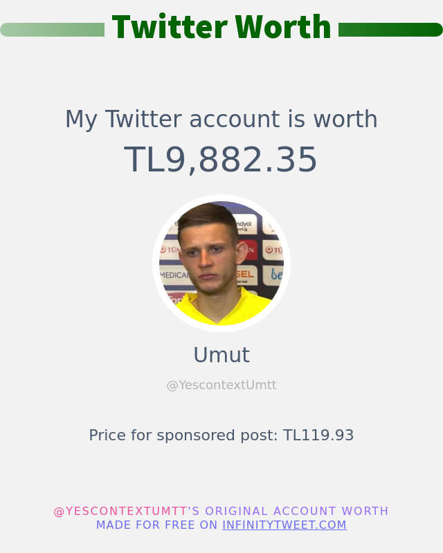 Twitter değerim: TL9,882.35

➡️ infinitytweet.me/account-worth?…