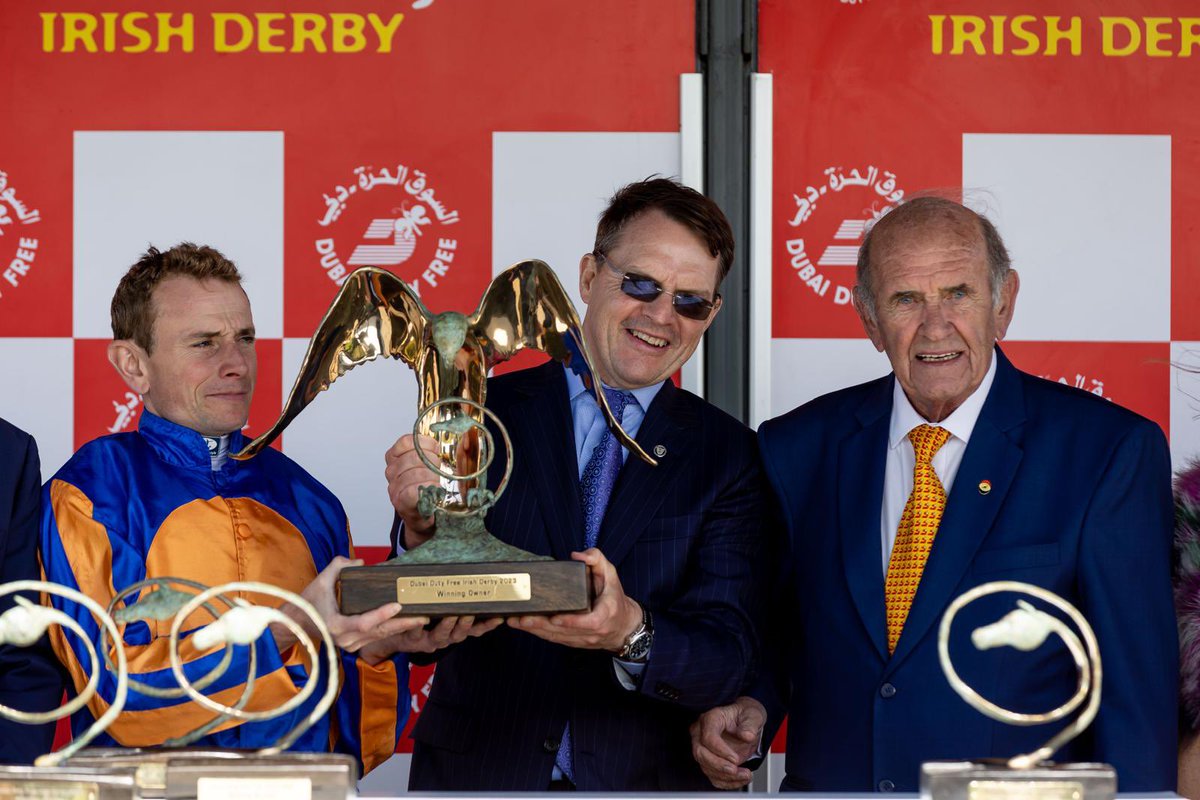 We extend our best wishes to Colm & Breeda McLoughlin following the announcement of Colm’s retirement yesterday✨ Colm has been a pioneer of the business world & with his team at @DubaiDutyFree,a true friend of Irish Racing through their sponsorship of our Derby since 2008👏🏇🏻