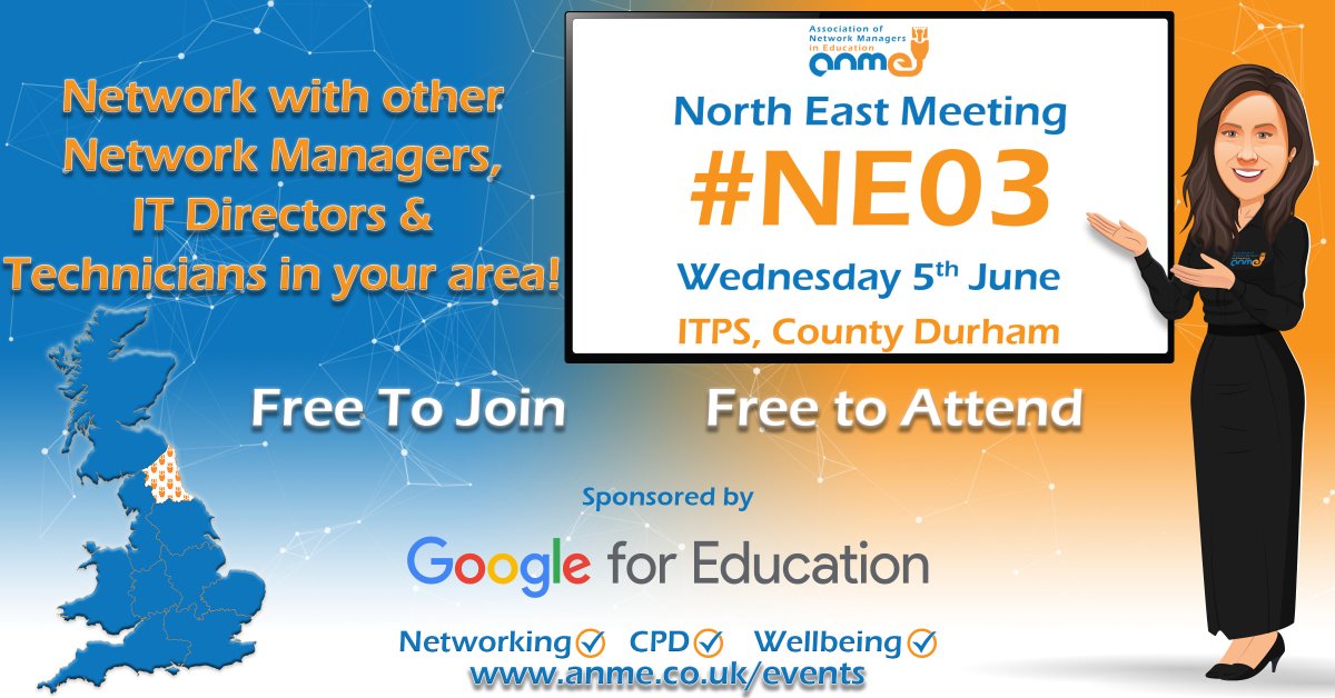 🌟 Dive into the future of #EdTech at #NE03 on 5th June, @ITPSltd, Co Durham! Presentations on modern working, school connectivity & cybersecurity. Plus, a Data Centre tour! Free for #ANME members, lunch included! Register now: anme.co.uk/events-meeting… #Networking #CPD #Wellbeing
