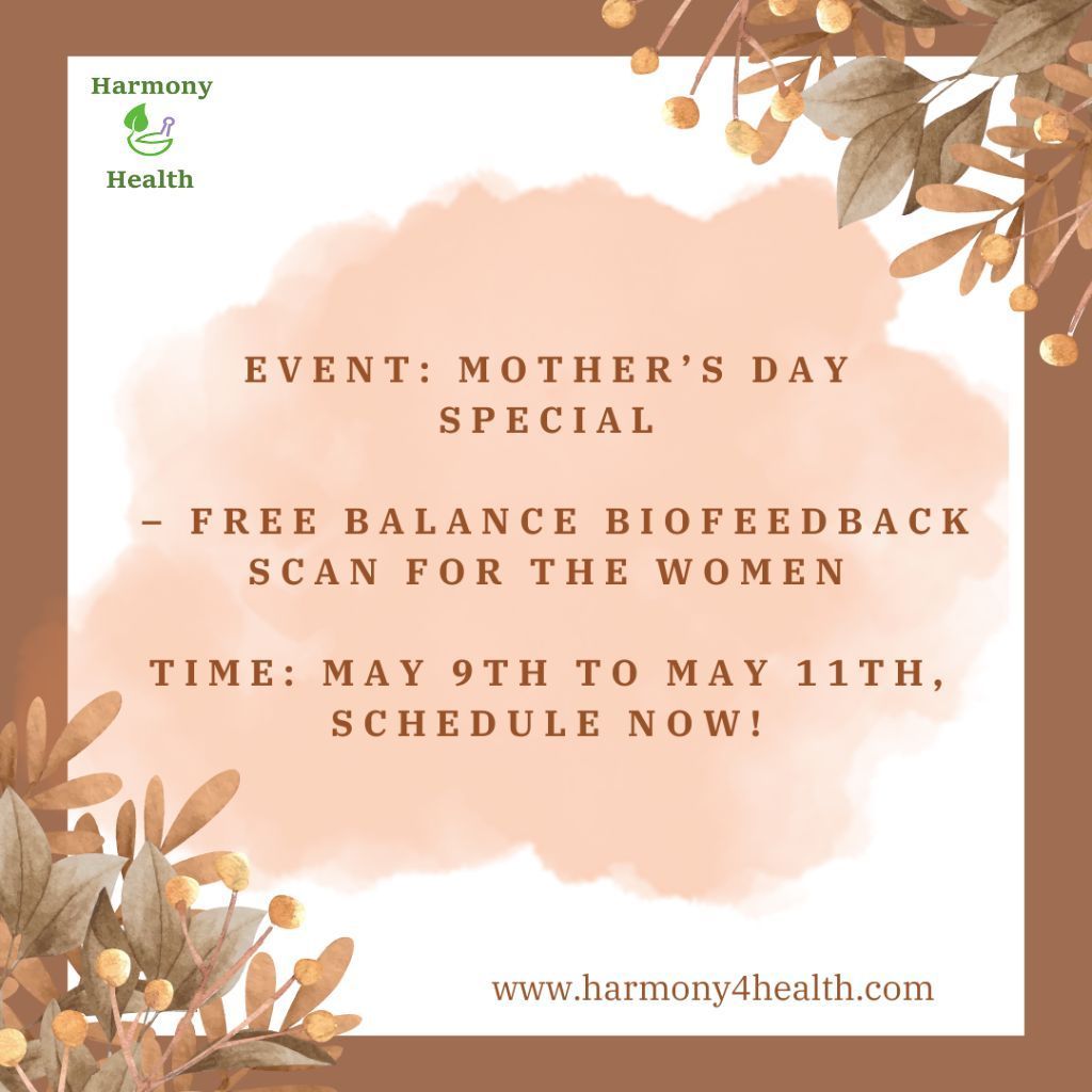 Today thru May 11th we’re celebrating Mother’s Day with an amazing offer. 
Free Zyto BioFeedback Balance Scan (normally $25) for all the women out there in honor of Mother’s Day for 3 days, May 9-11th. 
harmony4health.com
812-738-5433

#harmony4health #h4h #mothersday #db