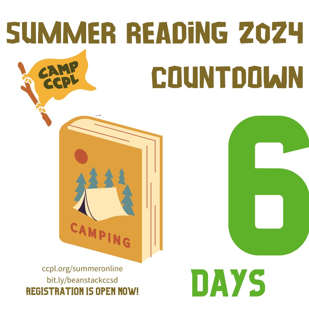 Only 6 more days! Summer Reading w Charleston County Public Library starts on May 15th! It's quick & easy to register! CCSD students log into Beanstack via Clever or the free app! Details at bit.ly/beastackccsd. Find all the Summer Reading fun at ccpl.org/summeronline!