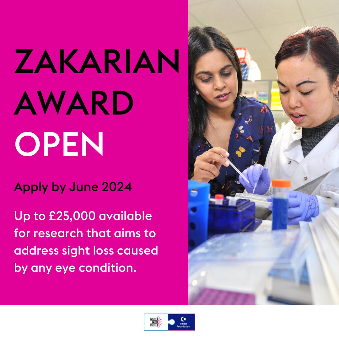 The Zakarian Award is open for applications! Funded with @RCOphth the award funds #ophthalmology trainees, #consultants and SAS ophthalmologists. 

2023/2024 award winners here 🔗ow.ly/cGI150Rzv6L