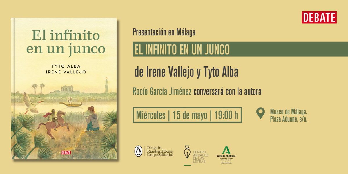 @irenevalmore @jesusvigorra @letrasandalucia @AndaluciaJunta ¡Siguiente parada! 👉 #Málaga 🗓️ Miércoles 15 de mayo ⏰ 19h 📖 Rocío García Jiménez conversará con la autora 📍 Museo de Málaga