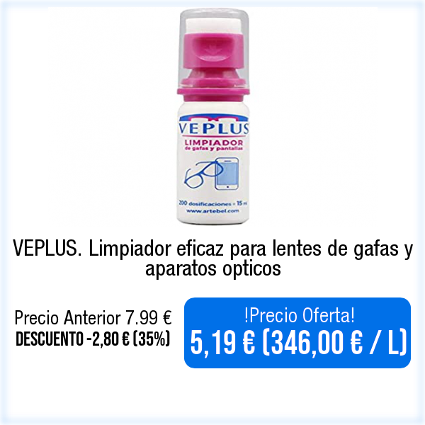 🛒📦⬇Ver en Amazon⬇📦🛒
btz.es/4mrjVY1
VEPLUS. Limpiador eficaz para lentes de gafas y aparatos opticos #Drugstore   

✅ PRECIO OFERTA: 5,19 € (346,00 € / l)
❌ Precio original: 7.99 € (🔥 -35% 🔥)

Aprovecha el DESCUENTO antes de que termine la OFERTA