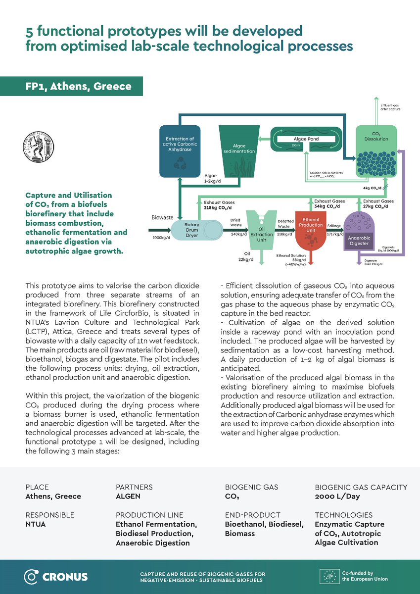 Functional  Prototype 1 (FP1): Capture and Utilisation of CO2 from a biofuels  biorefinery that include biomass combustion, ethanolic fermentation and  anaerobic digestion via autotrophic algae growth.