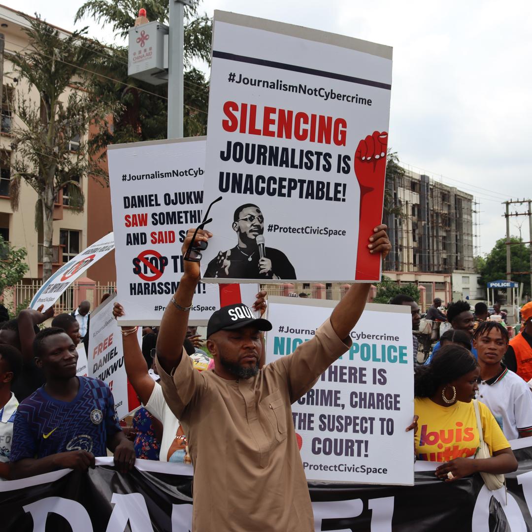 Activists are protesting in Nigeria's capital, Abuja, calling for the immediate release of FIJ's Daniel Ojukwu, who has been detained since May 1.
