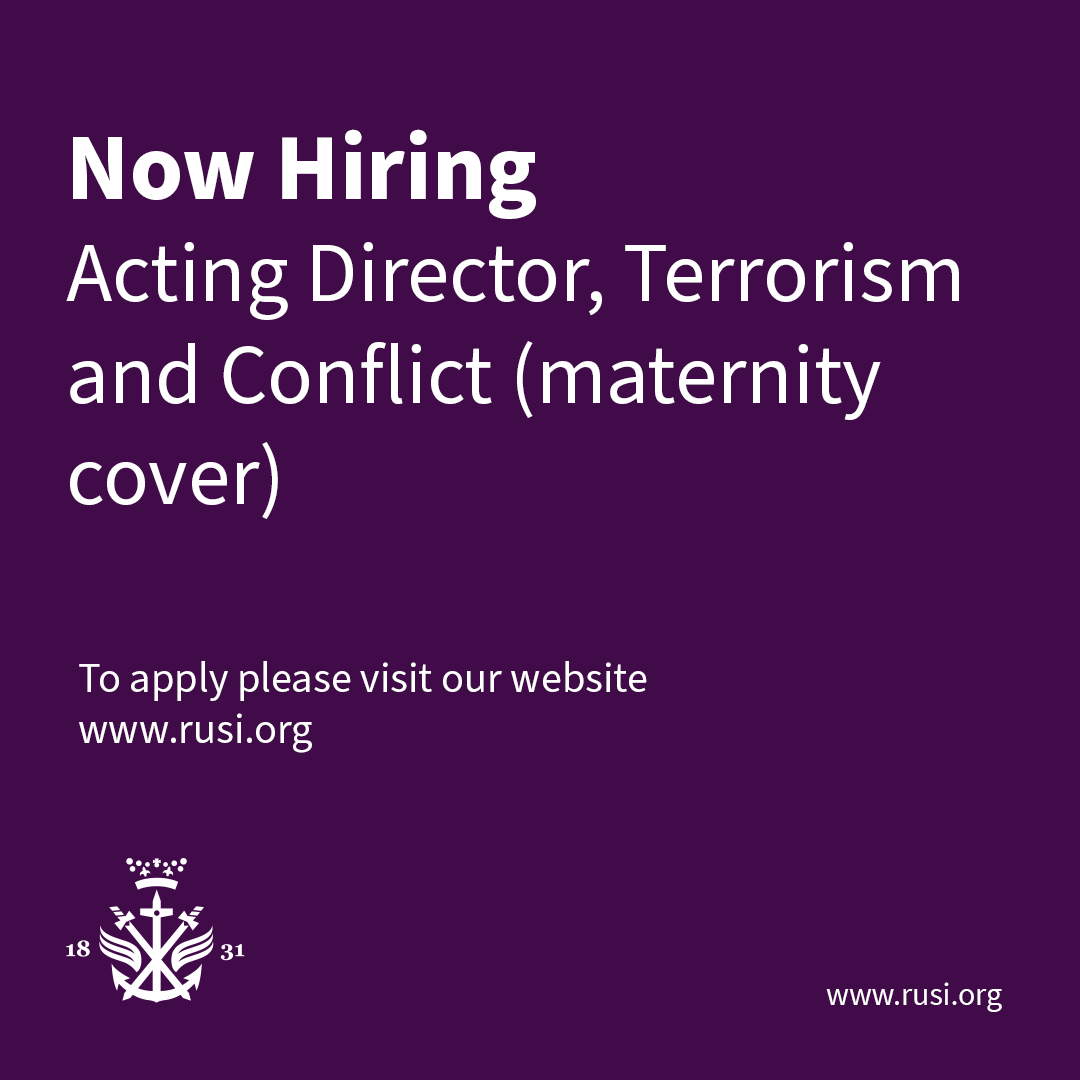 #HIRING We have an exciting opportunity available for someone with expertise in the field of terrorism to lead our Terrorism and Conflict research group (@Rusi_Terrorism). Visit our website to apply, and/ or share with your networks: bit.ly/3Uwk5zj