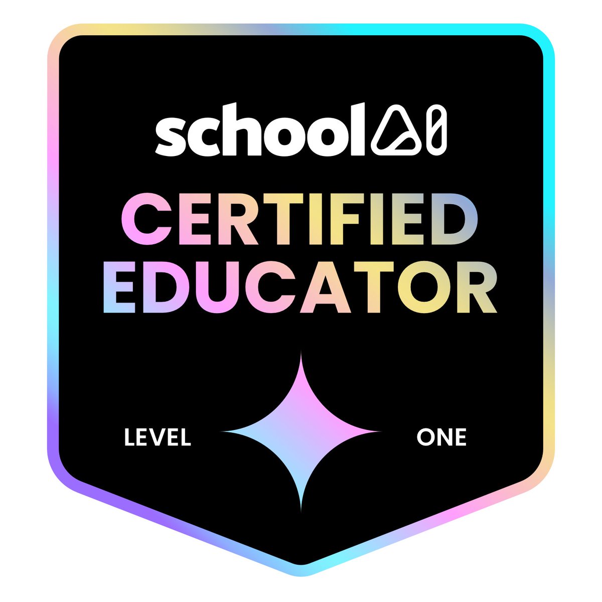🎉👩‍🏫 **BIG NEWS!** I've leveled up in the world of #AI   education! 🚀 Just earned my **Level 1 @GetSchoolAI Certified Educator** badge. 🛡️ #EdTech #LifelongLearner

Side📝: Really appreciated the design and interface of the course💻 Great application of UDL! 💜