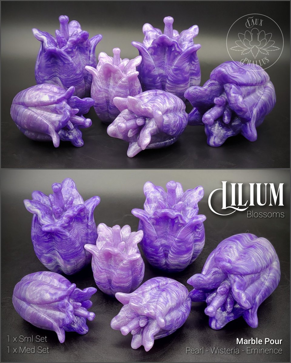 We have quite a few toys building up here, so we'll be working on doing a drop tomorrow. Part of the drop will be these new 💜 marble poured blossoms. 😍