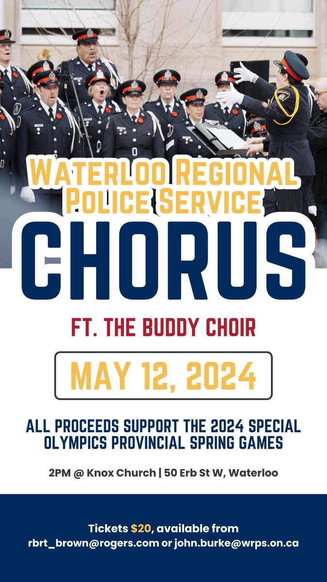 Tickets are still available! Come WRPS Chorus, featuring The Buddy Choir. Sunday, May 12, at 2 http://p.m. @ Knox Church, 50 Erb Street West in Waterloo.