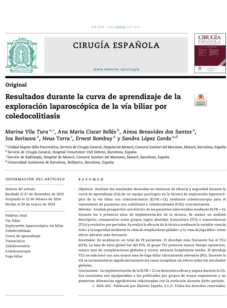 Experience of one step treatment for choledocholithiasis! Now available in @cirugiaespanola . Don't miss it! @marinavilatura @CiscarBelles @IvaBori @EBombuy