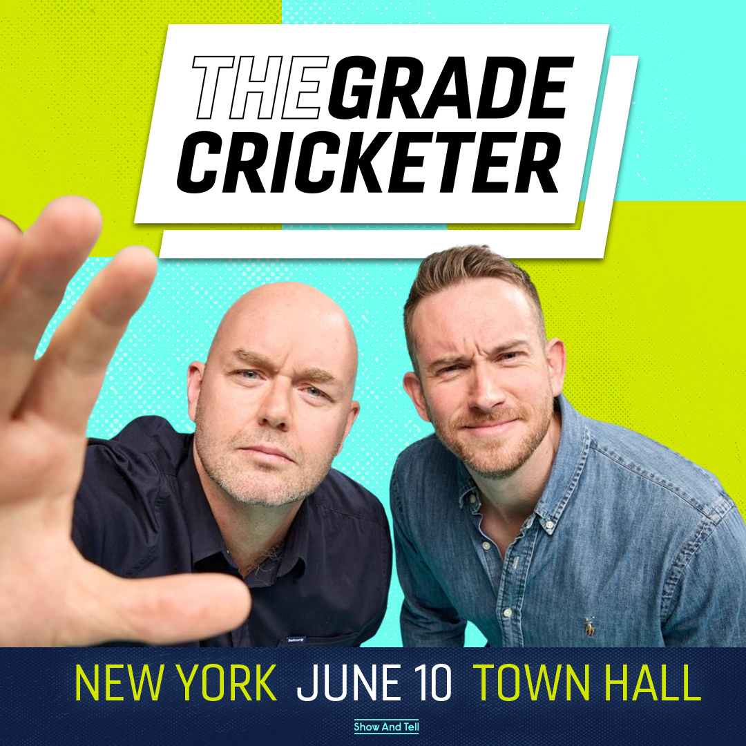 Hey NYC 👋 Just one month to go until world cricket’s most entertaining duo @gradecricketer hit broadway with a rollicking, laugh-out-loud show - with special guests and material too hot for the podcast ✨ 📆 June 10 🎟️ ticketmaster.com/event/03006088…