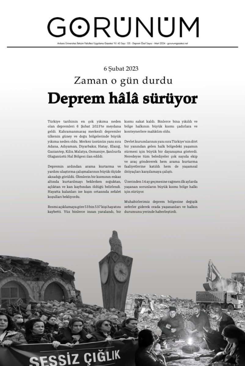GorunumGzt's tweet photo. 🗞️Deprem bölgesinde yaptığımız haberlerden oluşan özel sayımız
“Deprem hâlâ sürüyor” manşetiyle çıktı. 

Haberlerimizi gazetemizden ve https://t.co/htPRH4DAqm’ten okuyabilirsiniz. https://t.co/xcOTad5CXP