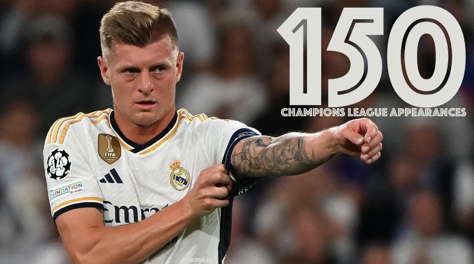 🇪🇺@ToniKroos is the 7⃣th Footballer to reach 150+ Champions League appearances following Cristiano, Casillas, Messi, Benzema, Xavi and Müller. 👏