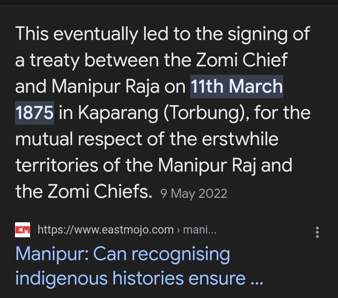 @gisa_rose The Zo people's presence in the present-day hills of Manipur (excluding Inner Manipur) is evidenced by the signing of two treaties with the Manipur Raja. Being indigenous is not merely a matter of vocalizing it, but rather understanding the authentic history of our ancestors.