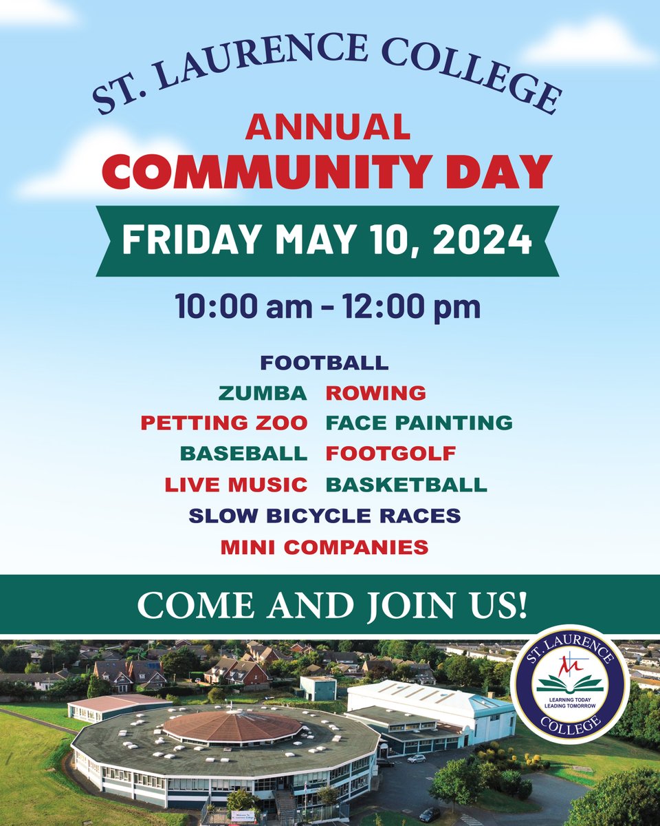 St. Laurence College (@stlaurencecoll2) on Twitter photo Join us for a day filled with fun activities at our College #CommunityDay on Friday! Explore #minicompanies baked goodies, beauty treatments, stylish jewelry, and more! Don't miss out on the excitement! ✨🎊
#CollegeCommunityDay <a href="/lecheiletrust1/">Le Chéile Schools Trust</a> <a href="/Marianists/">The Marianists</a> Join us for a day filled with fun activities at our College #CommunityDay on Friday! Explore #minicompanies baked goodies, beauty treatments, stylish jewelry, and more! Don't miss out on the excitement! ✨🎊
#CollegeCommunityDay <a href="/lecheiletrust1/">Le Chéile Schools Trust</a> <a href="/Marianists/">The Marianists</a>