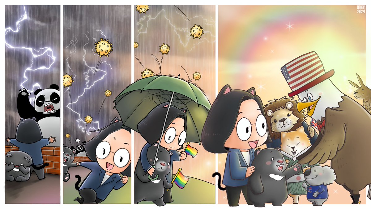 臉友委託：
FB banner 

內容想呈現出小英這8年帶著台灣從國際孤兒到國際朋友環繞的過程。我的想像畫面是，小英牽著孤獨流淚的台灣，像尋寶一樣往國際路上走、一面保護台灣不被中國欺負，最終被國際好朋友環繞的感覺