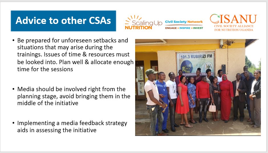 cisanu_uganda's tweet photo. #InvestingInNurition
#NutritionCantWait
Great opportunity to have a more well-rounded understanding of #MediaEngagementment & #ParliamentInvolvement in nutrition advocacy
Looking forward to more collaborations, teamwork, partnerships in the fight against #malnutrition
@SUNCSN https://t.co/gJSSMEn43r