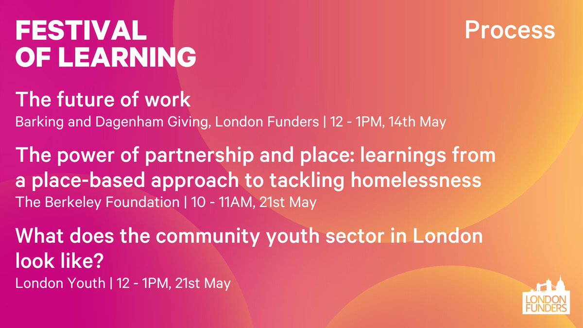 1 of this year's themes at the #FestivalofLearning24 is process 🙌

By process, we mean that *how* we do things really matter - what approaches have been successful, or less so?

Join us for sessions hosted by @LondonYouth @BDGivingUK @B__Foundation and more

Sign up ➡️…