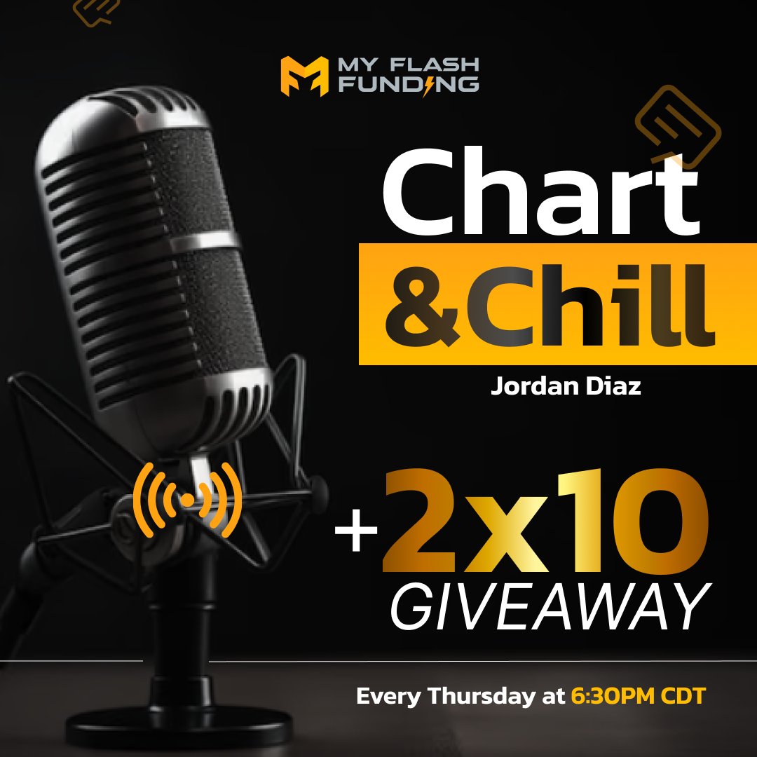 Join us for Chart & Chill this Thursday at 6:30pm CDT and win 2 x $10k accounts! ⚡🎁 Get market insights from our top trader Jordan Diaz and connect with our community. Do NOT miss this 👉 discord.gg/myflashfunding